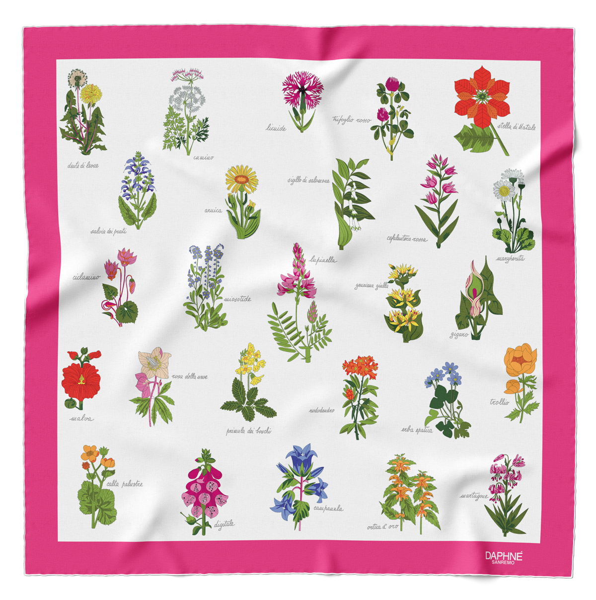 fmontagna_daphne_rosa Foulard Fiori di Montagna bordo rosa