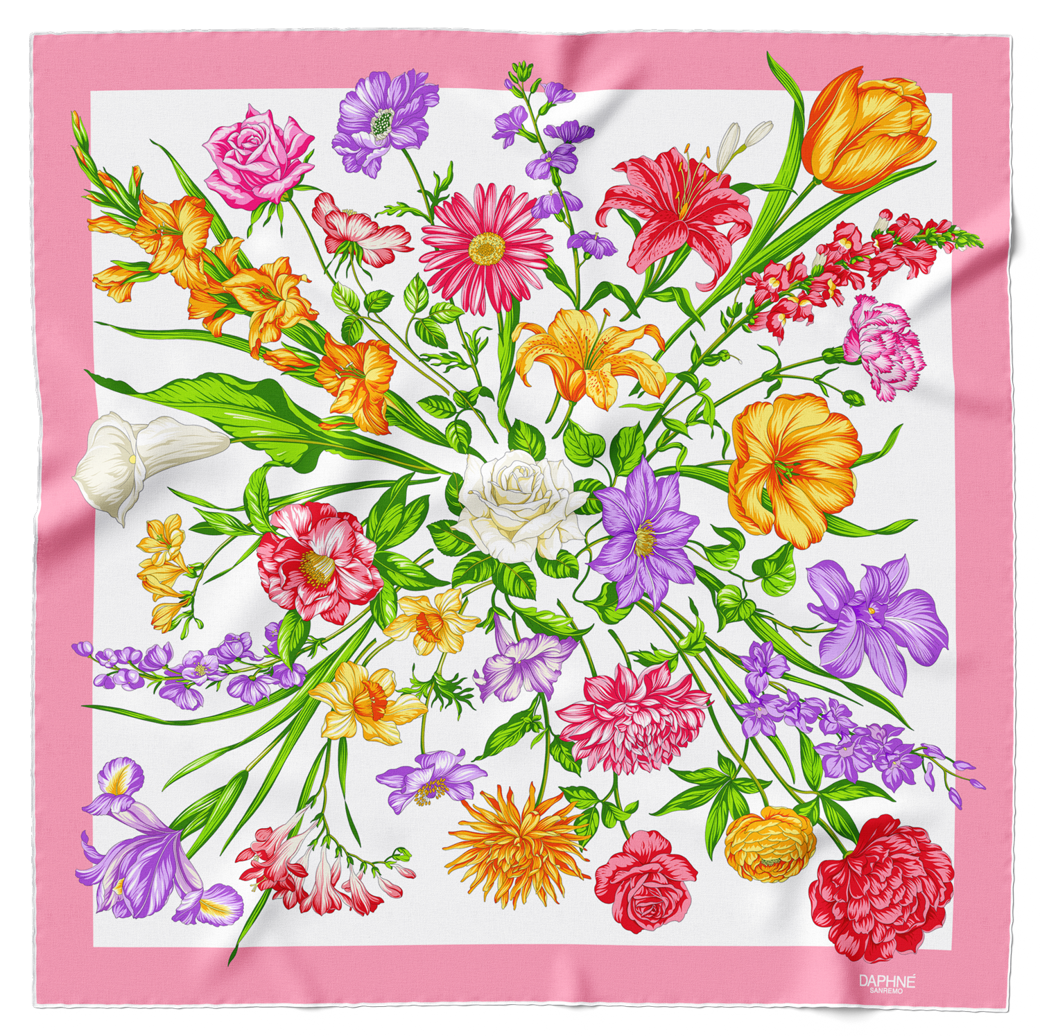 Foulard Bouquet de Monaco fondo bianco