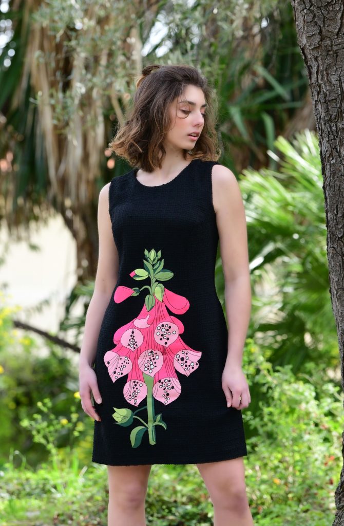 Botalincal wild flowers daphné abito nero lana digitale