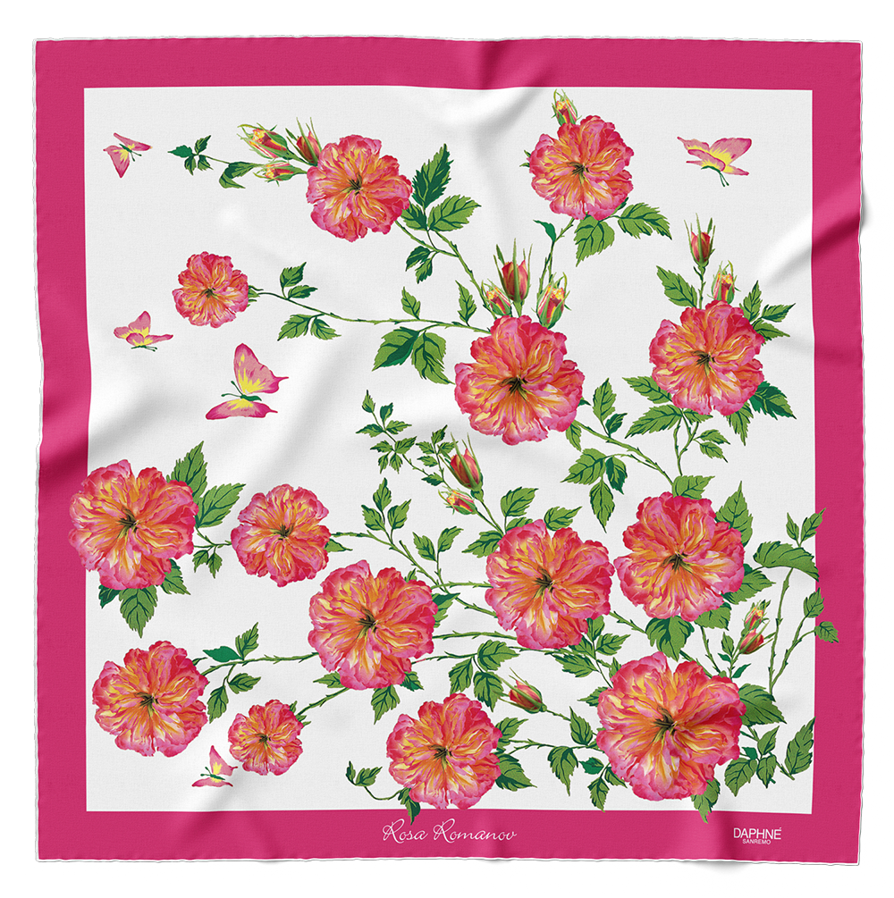 Foulard Rosa Romanov fondo bianco