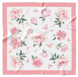 Foulard Peonia di Sanremo fondo bianco