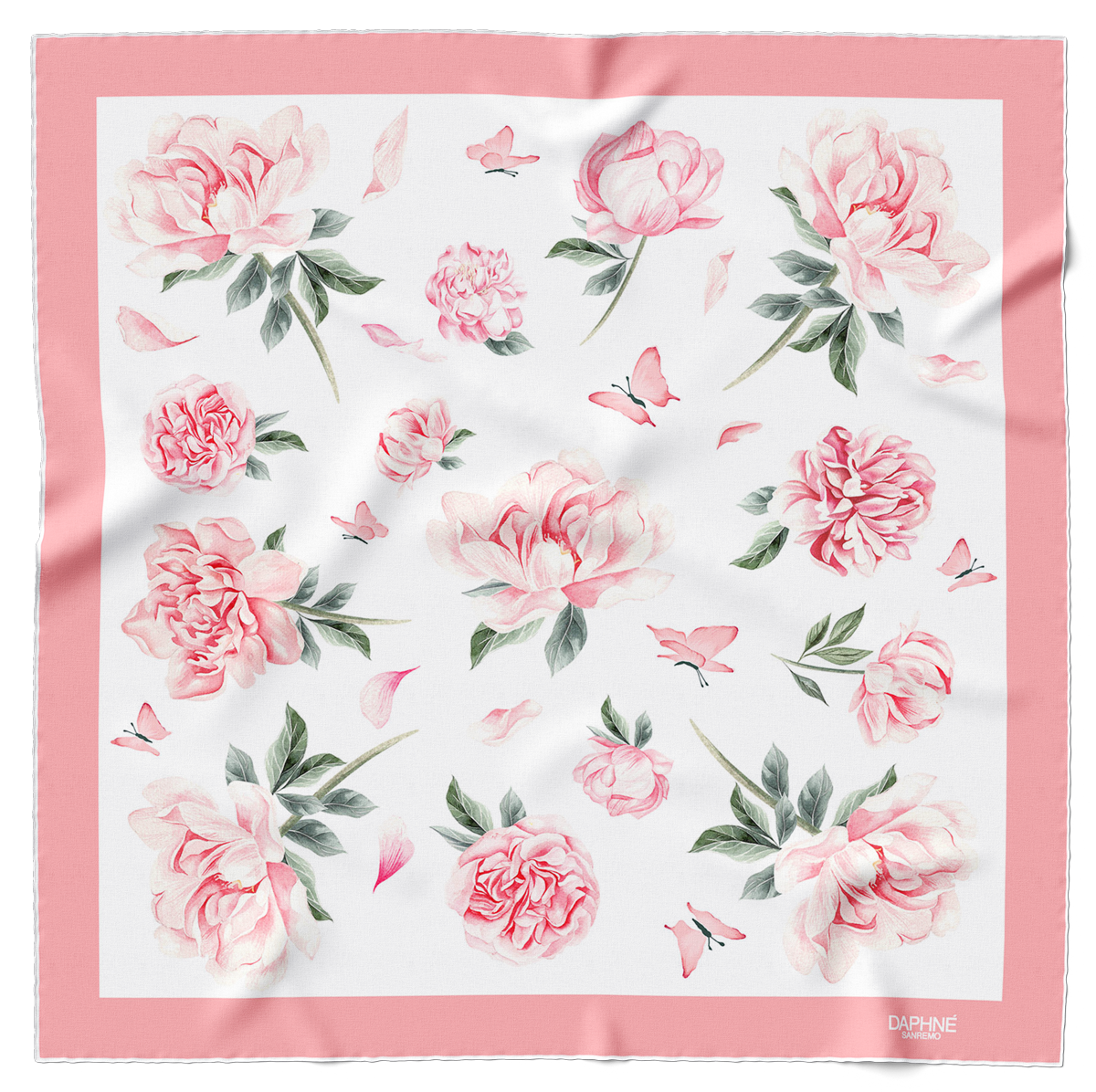 Foulard Peonia di Sanremo fondo bianco