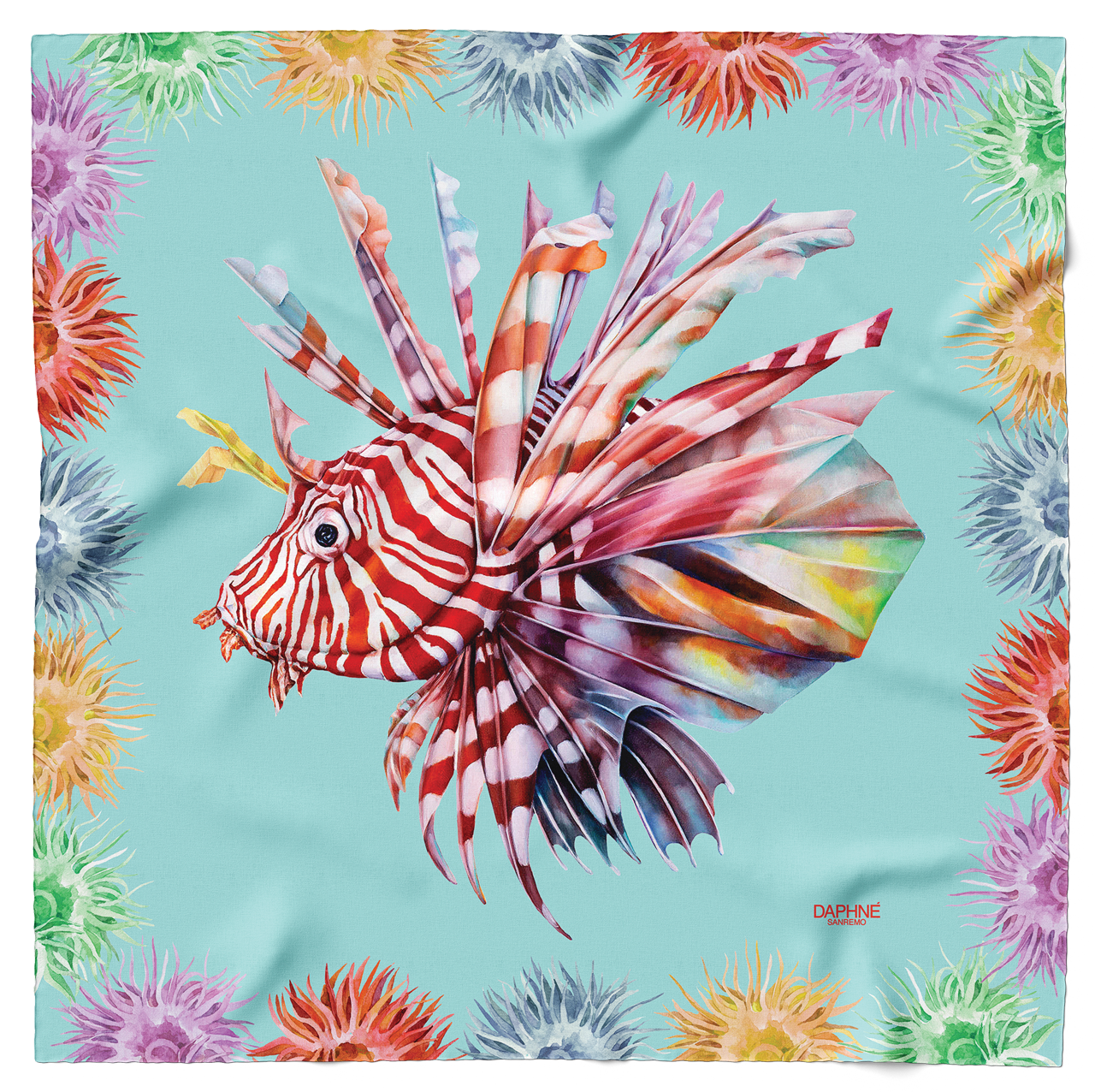 pesce-leone Foulard pesce leone fondo tiffany